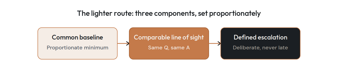 A common, proportionate baseline, corporate line of sight, defined escalation
